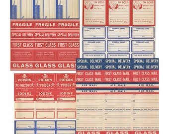 DIGITAL PRINTABLE FILE - Vintage Household Gummed Labels