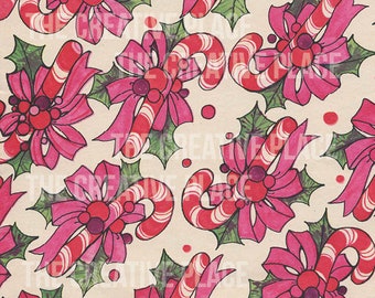 Printable Vintage Candy Cane Wrapping Paper Digital Download