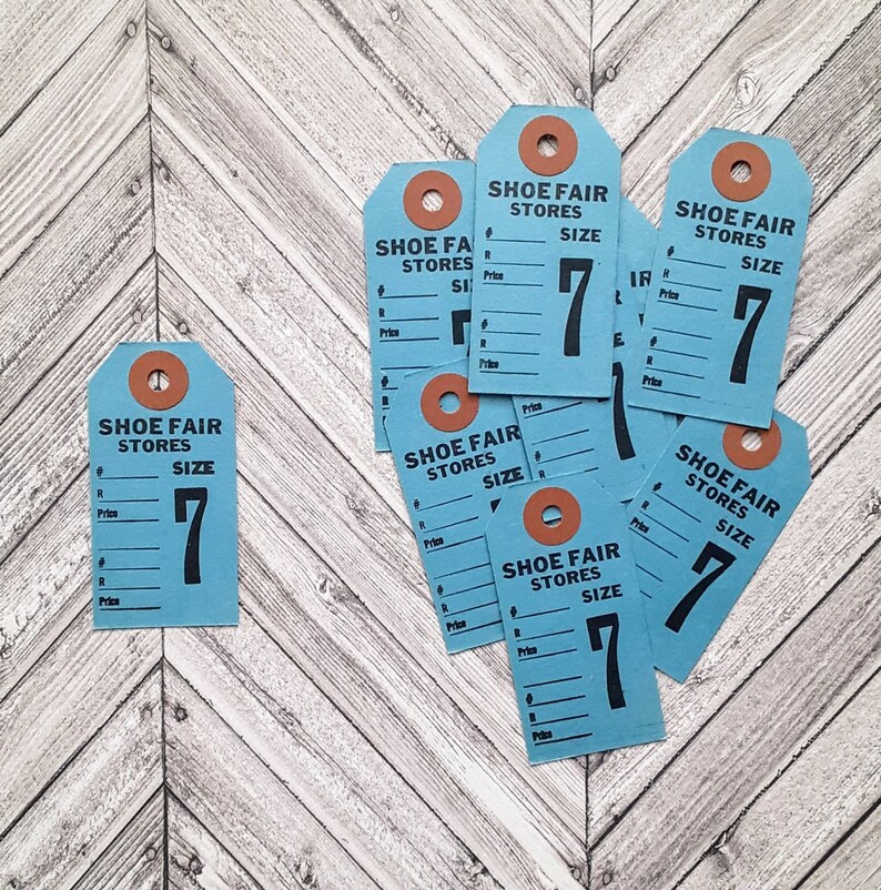 Vintage Shoe Tags Set of 10 Blue Size 7 Shoe Price Tags Etsy