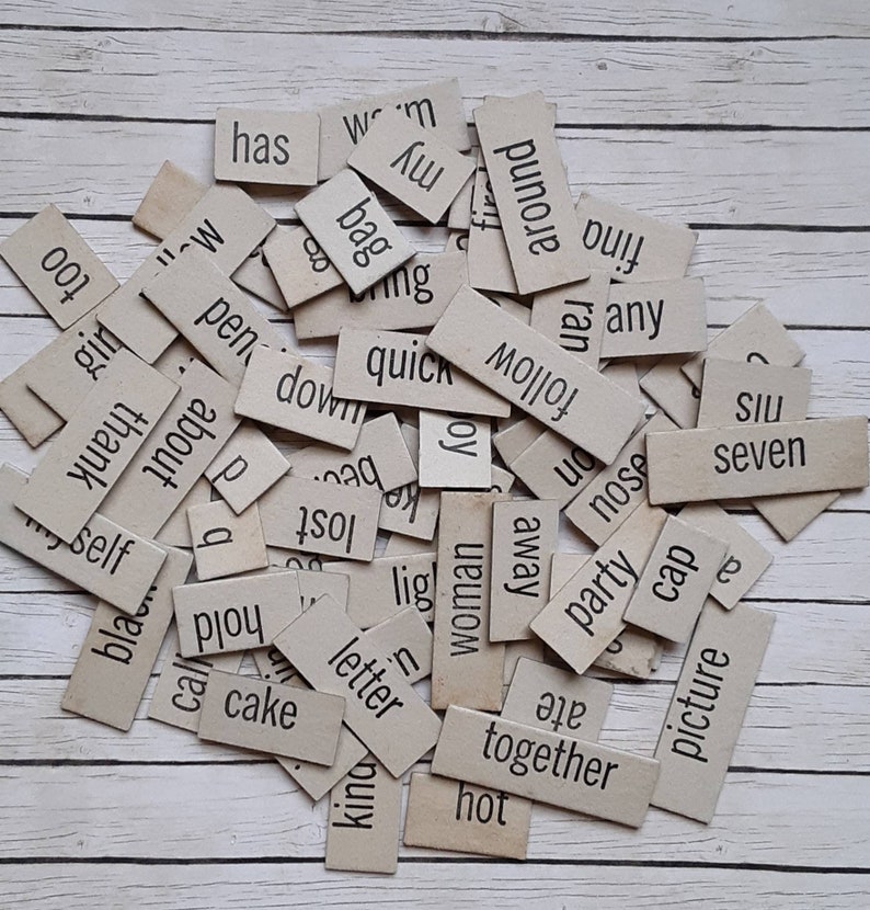 Vintage MidCentury Cardboard Words Double Sided Game Pieces Etsy