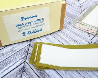 Dennison Gold Border Seals / Press-a-ply Labels / Stickers - Set of 25