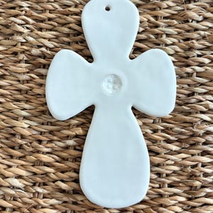 Pendentif Croix En Céramique Vintage - Occasion - Style Ancien