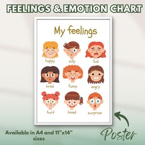 Emotions and Feelings Chart BUNDLE, Feelings Poster, Emotions Poster ...