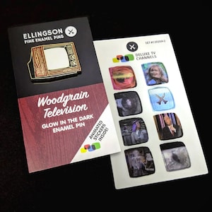 Woodgrain Glow In The Dark TV Pin -  with &quot;Deluxe&quot; Stickers Set