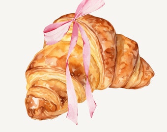 Coquette Croissant Digital Print | Trendy Art | Kitchen Decor | Preppy Print