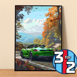 Porsche Poster | 718 Boxster GTS Poster #5092.10 | Porsche Wall Decor | Porsche Art Illustration | Gift for Him Car Wall Decor Gift For Her