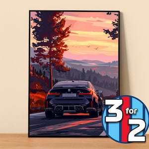 BMW Poster | M3 Wettbewerb G80 Plakat #5013.1 | BMW Wanddekor | BMW Kunst Illustration | Geschenk für Ihn | Auto-Wand-Dekor | Geschenk für sie