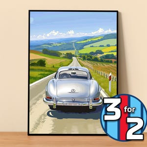 Mercedes Poster | 300SL Poster #5003.2 | Mercedes Wall Decor | Mercedes Art Illustration | Gift for Him | Car Wall Decor Gift For Her