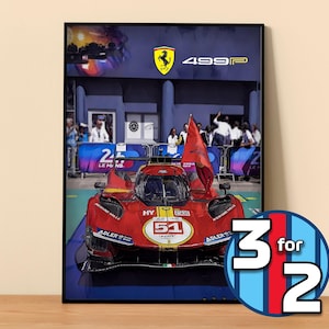 Ferrari Poster Print | Ferrari Hypercar 499P Poster | Le Mans Poster | Ferrari Wall Decor | WEC Wall Decor | Le Mans Gift | Ferrari Decor