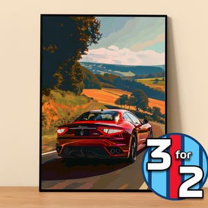 Maserati Poster | GranTurismo Poster #5150.4 | Maserati Wall Decor | Maserati Art Illustration | Gift for Him | Car Wall Decor Gift For Her