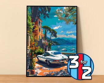 Jaguar Poster | E-Type Poster #9422.0 | Jaguar Wall Decor | Jaguar Art Illustration | Gift for Him | Car Wall Decor Gift For Her