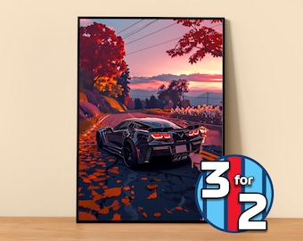 Chevrolet Poster | Corvette Z06 C7 Poster #5320.0 | Corvette Wall Decor | Corvette Art Illustration | Gift for Him | Gift For Her