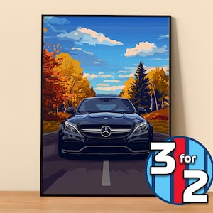 Mercedes Poster | C63 S AMG Poster #5001.4 | Mercedes Wall Decor | Mercedes Art Illustration | Gift for Him | Gift For Her