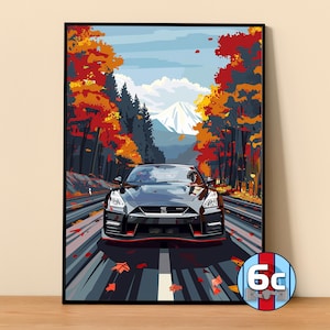 Nissan Poster | GT-R R35 Poster #5200.7 | JDM Wall Decor | JDM Art Illustration | Gift for Him | Car Wall Decor Gift For Her
