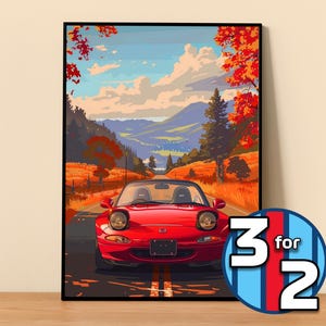 Mazda Poster | Miata MX-5 NA Poster #5251.0 | JDM Wall Decor | Jdm Art Illustration | Gift for Him | Car Wall Decor Gift For Her