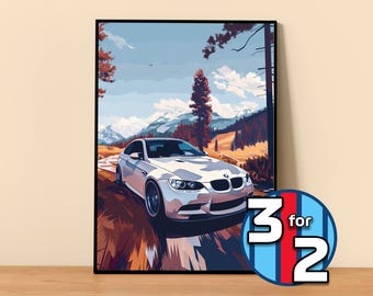 BMW Poster | M3 E92 Poster #5013.23 | BMW Wall Decor | BMW Art Illustration | Gift for Him | Car Wall Decor | Gift For Her