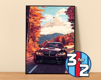 BMW Poster | M3 E92 Poster #5013.21 | BMW Wall Decor | BMW Art Illustration | Gift for Him | Car Wall Decor | Gift For Her