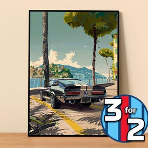 Ford Poster | Mustang Shelby GT500 Poster #9301.1 | Ford Wall Decor | Ford Art Illustration | Gift for Him | Car Wall Decor | Gift For Her