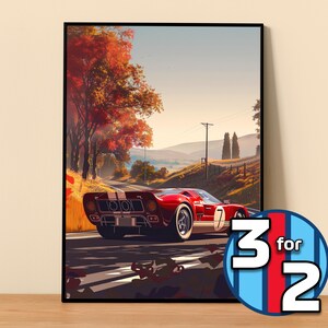 Ford Poster | Ford GT40 Poster #5300.3 | Ford Wall Decor | Ford Art Illustration | Gift for Him | Car Wall Decor | Gift For Her