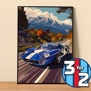 Ford Poster | Ford GT40 Poster #5300.5 | Ford Wall Decor | Ford Art Illustration | Gift for Him | Car Wall Decor | Gift For Her