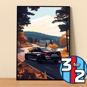 BMW Poster | M3 Wettbewerb F80 Plakat #5013.12 | BMW Wanddekor | BMW Kunst Illustration | Geschenk für Ihn | Auto-Wand-Dekor | Geschenk für sie