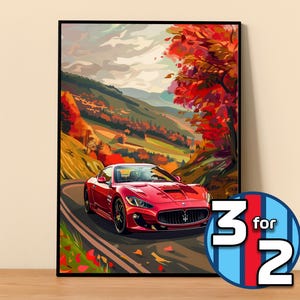 Maserati Poster | GranTurismo Poster #5150.3 | Maserati Wall Decor | Maserati Art Illustration | Gift for Him | Car Wall Decor Gift For Her