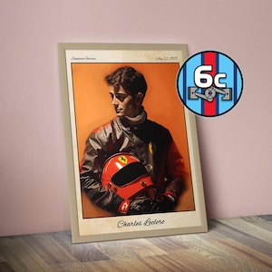 Charles Leclerc Poster Print | Scuderia Ferrari Print | F1 Poster | Formula 1 Poster | Vintage F1 Poster | F1 Wall Decor | Formula 1 Gift |