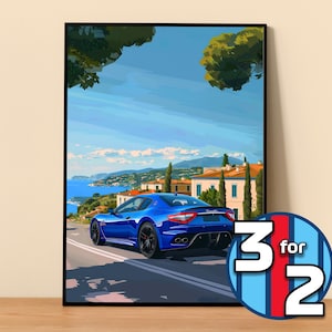Maserati Poster | GranTurismo Poster #5150.1 | Maserati Wall Decor | Maserati Art Illustration | Gift for Him | Car Wall Decor Gift For Her