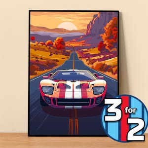 Ford Poster | Ford GT40 Poster #5300.2 | Ford Wall Decor | Ford Art Illustration | Gift for Him | Car Wall Decor | Gift For Her