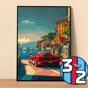 Ferrari Poster | Testarossa Poster #9107.1 | Ferrari Wall Decor | Ferrari Art Illustration | Gift for Him | Car Wall Decor | Gift For Her