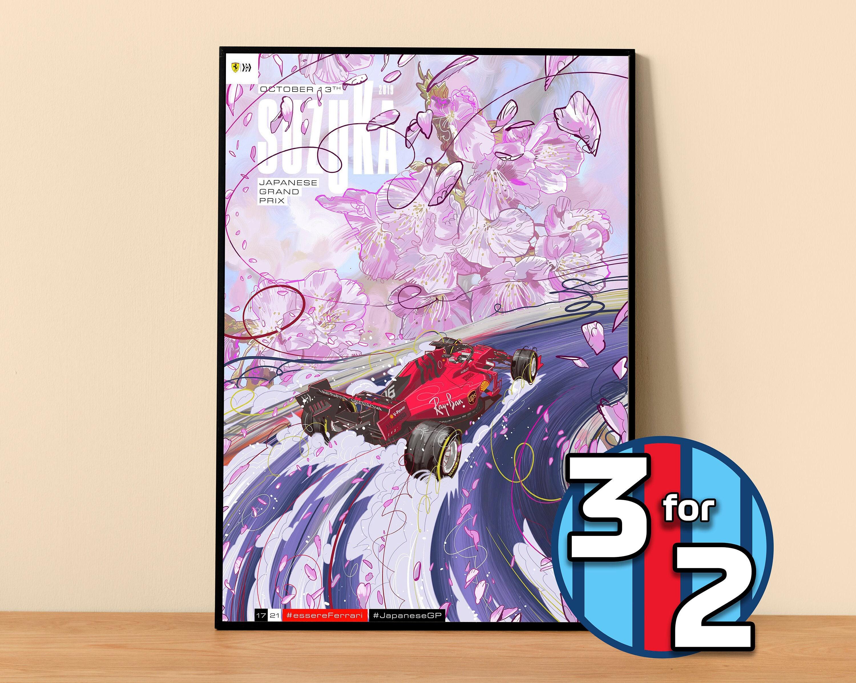 Ferrari Poster Print | Japanese GP 2019 Suzuka Print | F1 Poster