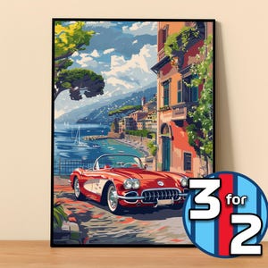 Chevrolet Poster | Corvette C1 Poster #9320.0 | Corvette Wall Decor | Corvette Art Illustration | Gift for Him | Car Wall Decor Gift For Her
