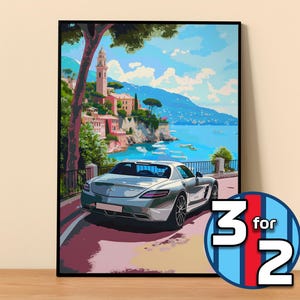Mercedes Poster | SLS AMG Poster #9003.3 | Mercedes Wall Decor | Mercedes Art Illustration | Gift for Him | Car Wall Decor Gift For Her