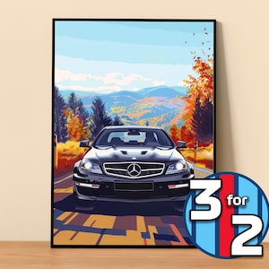 Mercedes Poster | C63 Kompressor AMG Poster #5001.0 | Mercedes Wall Decor | Mercedes Art Illustration | Gift for Him | Gift For Her
