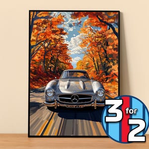 Mercedes Poster | 300SL Poster #5003.1 | Mercedes Wall Decor | Mercedes Art Illustration | Gift for Him | Car Wall Decor Gift For Her