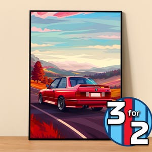 BMW Poster | M3 E30 Poster #5013.11 | BMW Wall Decor | BMW Art Illustration | Gift for Him | Car Wall Decor | Gift For Her