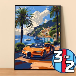 Bugatti Poster | Chiron Poster #9500.1 | Bugatti Wall Decor | Bugatti Art Illustration | Gift for Him | Car Wall Decor Gift For Her