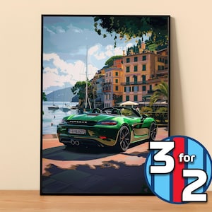 Porsche Poster | 718 Boxster GTS Poster #9092.3 | Porsche Wall Decor | Porsche Art Illustration | Gift for Him | Car Wall Decor Gift For Her