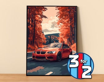 BMW Poster | M3 GTS E92 Poster #5013.22 | BMW Wall Decor | Bmw Art Illustration | Gift for Him | Car Wall Decor | Gift For Her