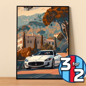 Maserati Poster | GranTurismo Poster #5150.2 | Maserati Wall Decor | Maserati Art Illustration | Gift for Him | Car Wall Decor Gift For Her