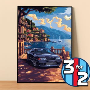 Nissan Poster | Skyline GT-R R32 Poster #9200.4 | JDM Wall Decor | JDM Art Illustration | Gift for Him | Car Wall Decor Gift For Her