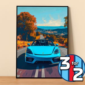 Porsche Poster | 718 Boxster GTS Poster #5092.7 | Porsche Wall Decor | Porsche Art Illustration | Gift for Him | Car Wall Decor Gift For Her