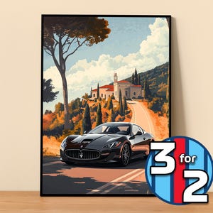 Maserati Poster | GranTurismo Poster #5150.6 | Maserati Wall Decor | Maserati Art Illustration | Gift for Him | Car Wall Decor Gift For Her