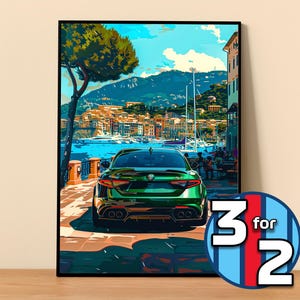 Alfa Romeo Poster | Giulia Quadrifoglio Poster #9110.1 | Alfa Romeo Wall Decor | Alfa Romeo Art Illustration | Gift for Him | Gift For Her