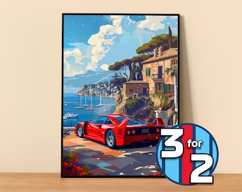 Ferrari Poster | F40 Poster #9101.0 | Ferrari Wall Decor | Ferrari Art Illustration | Gift for Him | Car Wall Decor | Gift For Her