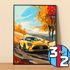 Mercedes Poster | AMG GT Black Series Poster #5000.1 | Mercedes Decor | Mercedes Art Illustration | Gift for Him Car Wall Decor Gift For Her