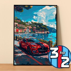 Ford Poster | Mustang Shelby GT500 Poster #9301.3 | Ford Wall Decor | Ford Art Illustration | Gift for Him | Car Wall Decor | Gift For Her