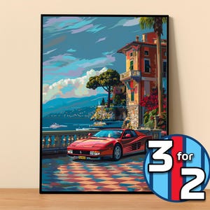 Ferrari Poster | Testarossa Poster #9107.0 | Ferrari Wall Decor | Ferrari Art Illustration | Gift for Him | Car Wall Decor | Gift For Her
