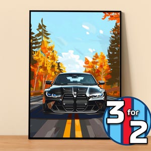 BMW Poster | M3 Wettbewerb G80 Plakat #5013.4 | BMW Wanddekor | BMW Kunst Illustration | Geschenk für Ihn | Auto-Wand-Dekor | Geschenk für sie