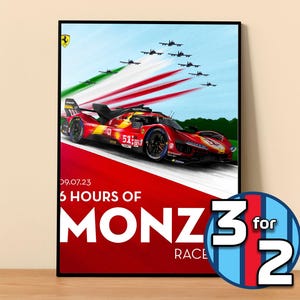 Ferrari Poster Print | 6 Hours of Monza 2023 Poster | Le Mans Poster | Ferrari Wall Decor | WEC Wall Decor | WEC Gift | Ferrari Decor